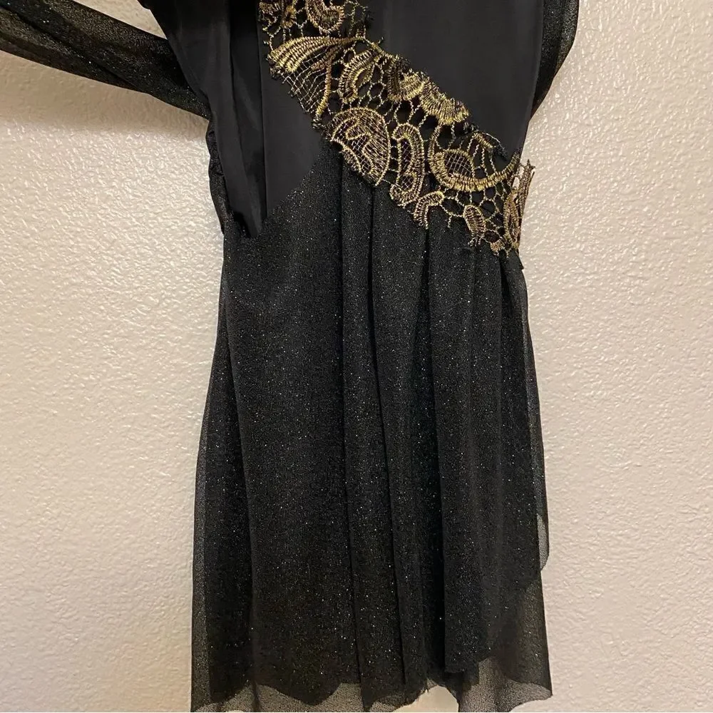 WEISSMAN Balera Dance Costume black drape dress Leotard D7278 child MC